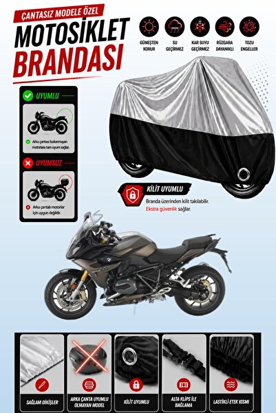 Cemku Twin غطاء محرك متوافق مع سيارة BMW R 1200 RS باللون الرمادي من الأعلى و...