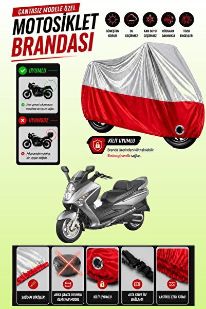 Cemku Twin غطاء محرك متوافق مع SYM GTS 250 باللون الرمادي من الأعلى والأحمر م...