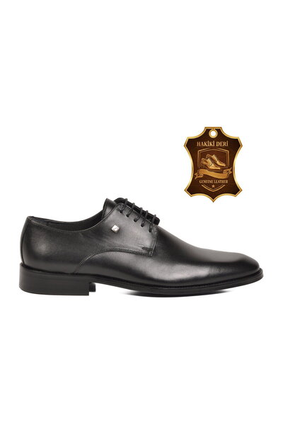 Fosco Black Genuine Leather Men's Classic Shoes