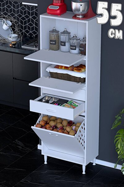 Modilayn Asya Çok Amaçlı Mutfak Dolabı: Çekmeceli, Sepetli, Kapaklı Ekmeklik,...