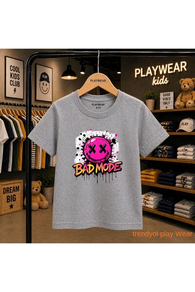 playwear Μπλουζάκι με στάμπα Bad Mode Emoji 100% παιδικό unisex μπλουζάκι 5 6...