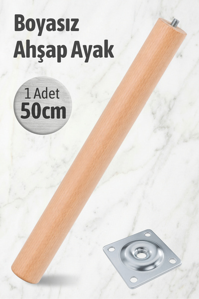 Badem10 Bohem 50 cm (1 Adet) Doğal Ahşap Boyasız Silindir Sehpa Ayağı - (1 Ad...