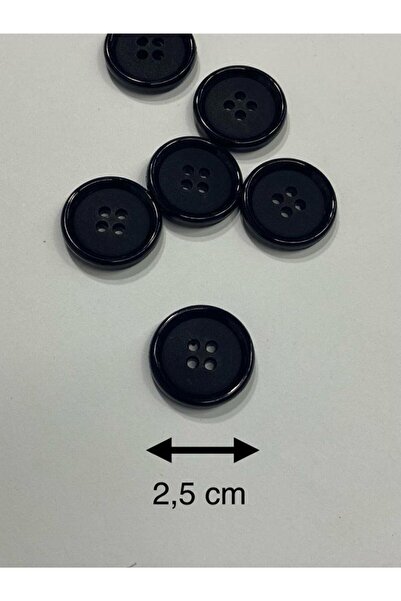 karantuhafiye Siyah Trençkot ve Mont Düğmesi / 6'lı Set / 2,5 cm / KTİO1