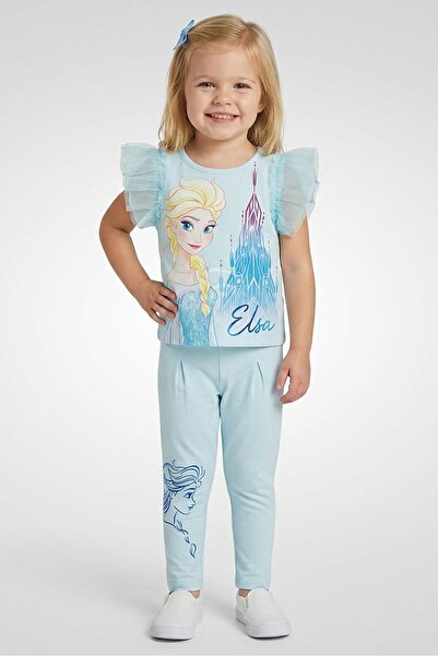 Disney Toddlers Girl 2 Pcs Frozen Flounce Sleeve T-Shirt And Leggings Set, Li...