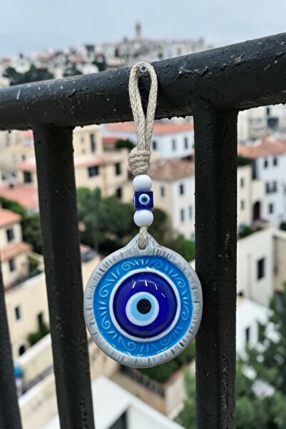 Revard Hediyelik Nazar Boncuklu Seramik , Desenli Yuvarlak Dekoratif Duvar Süs Eşyası