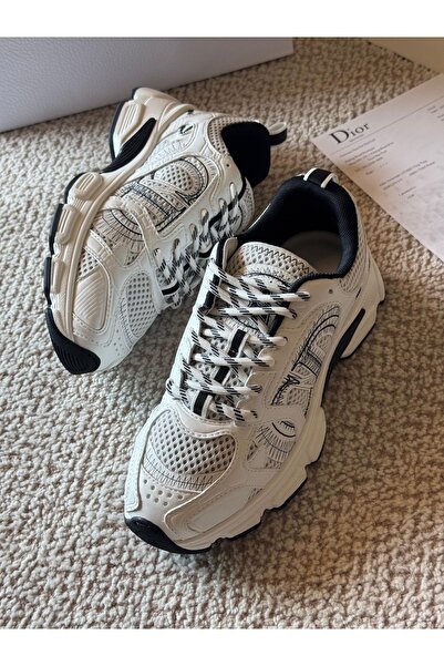 NEW D!or Chrono Sneaker Mesh with White and Black Leather-Effect Panels