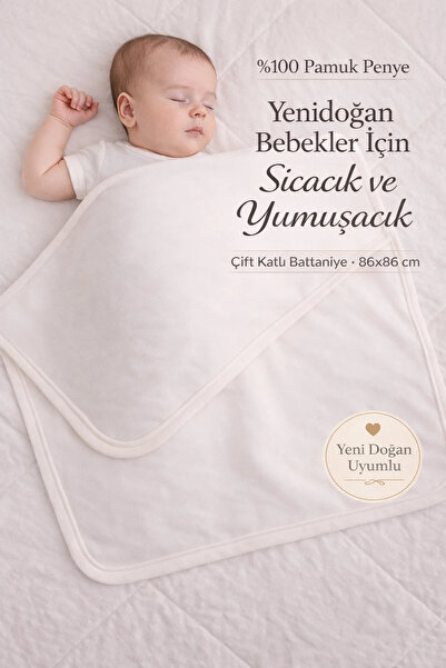 vieso Çok Amaçlı Yenidoğan Penye Bebek Battaniyesi Bebek Örtüsü Çift Katlı Ek...