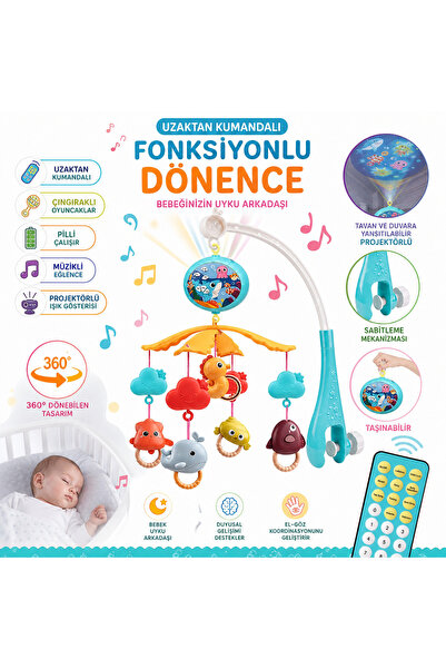 Shoplandu Pilli Müzikli Uzaktan Kumandalı Projektörlü Fonksiyonlu Dönence - 3...