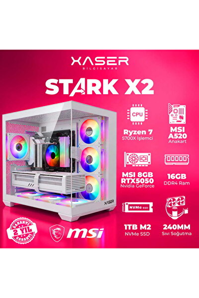 XASER STARK X2 Ryzen 7 5700X 16GB Ram 1TB M.2 NVMe SSD 8GB RTX5050 Sıvı Soğut...