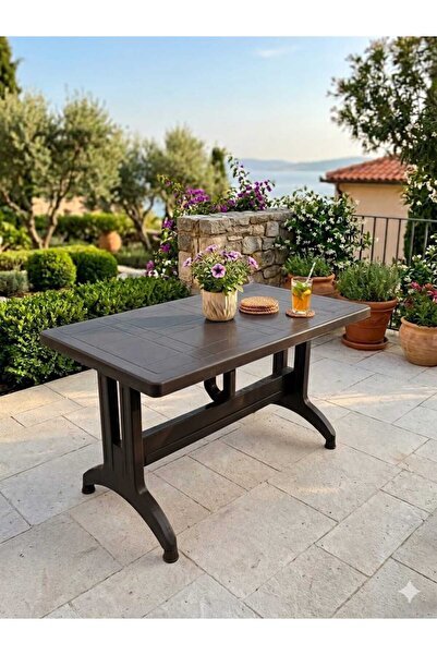 EVKO MOBİLYA Plastik 70x120 Masa, Plastik Masa, Bahçe Balkon Teras Masası, Ka...