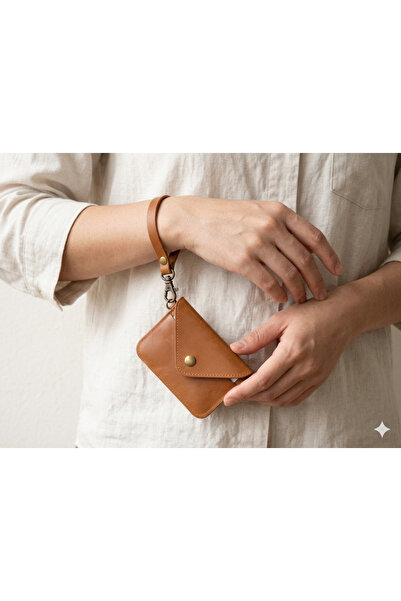 Capreolus Leather Hakiki el yapımı deri mini el cüzdanı taba renk