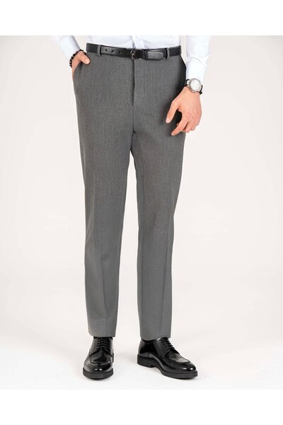 TerziAdemAltun Italian Style Slim Fit Men's Fabric Trousers Gray T14933
