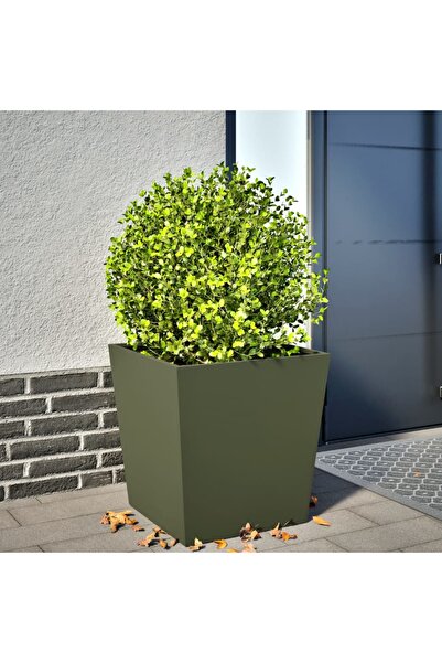 vidaxl Jardiniera de gradina, verde masliniu, 50x50x50 cm, otel
