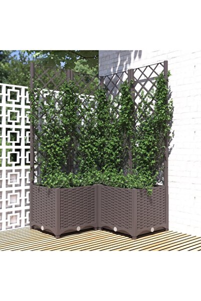 vidaxl Jardiniera de gradina cu spalier maro, 80x80x136 cm, PP