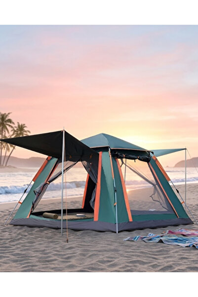Lisinya Large Size Camping Tent with Sunshade, Portable Outdoor Tent for 4-5 ...