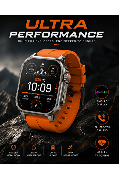 PeacHTec Ultra AMOLED Akıllı Saat 5ATM Bluetooth Görüşme Outdoor Smart Watch