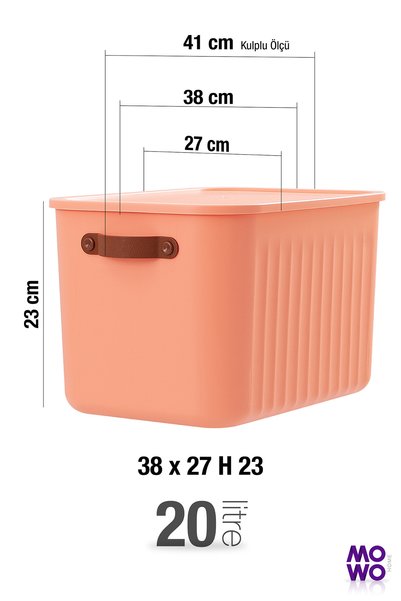 MOWO 3 Pieces Bigbox with Handles 20 Lt Mixed Color Closet Organizer Storage Box Basket Organizer Toy Box