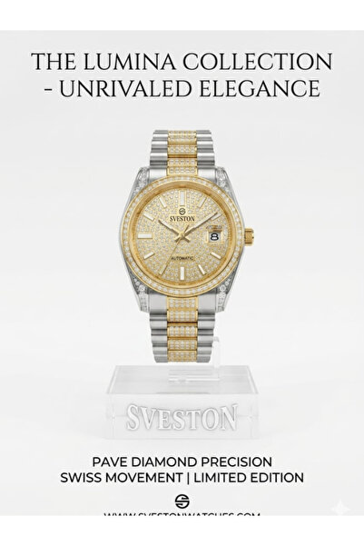 Sveston ساعة روزا SV-9769G - حركة كوارتز يابانية - تصميم كريستال سواروفسكي - ...