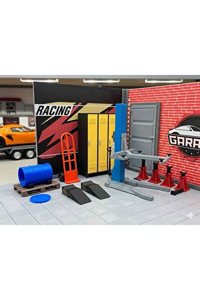 DU&ER 1:18 Mini Garage and Workshop Equipment Set |   Ramp Service Area, Jack...
