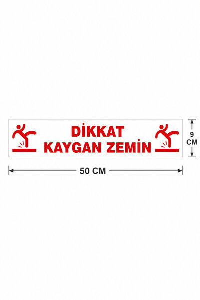 Happynesso "Caution Slippery Floor" Warning Sign |   White - Red Adhesive Sticker |   Work Safety Sign