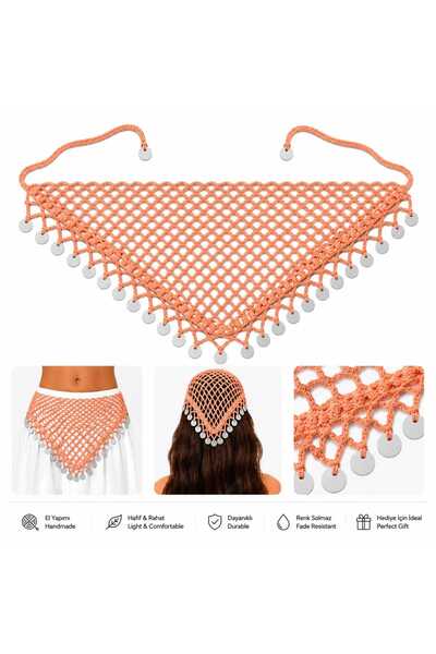 A&D HANDMADE Hand Knitted Sequined Cotton Bandana