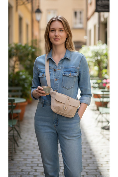 Mu leather design حقيبة كروس وحقيبة خصر من تيو