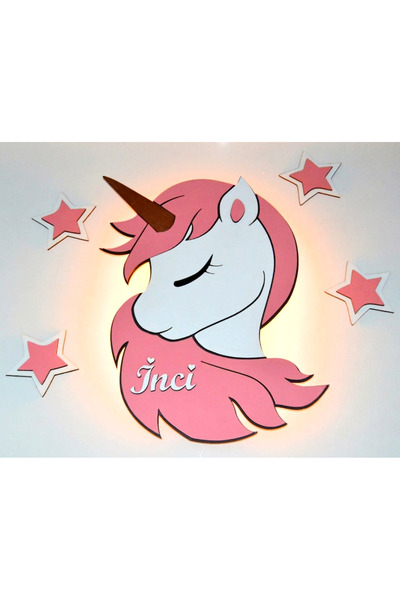 vela atölye Pembe Unicorn Duvar Aydınlatma
