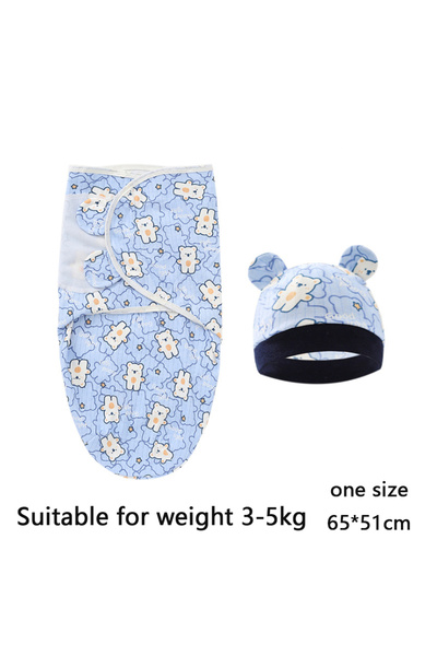 Choice8 0-6M WHITE Baby Blanket Hat Set Cartoon Printed Cotton Newborn Swaddl...