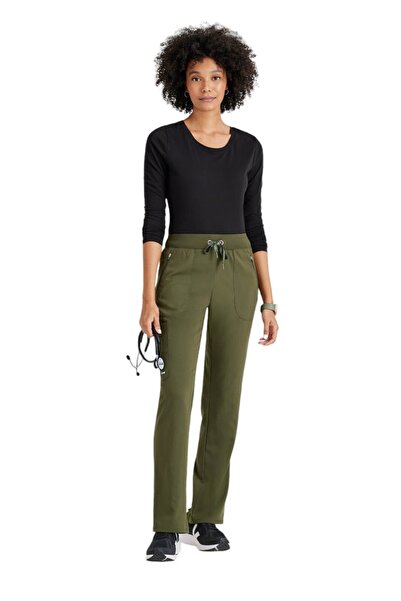 Barco Grey's Anatomy by Elevate Pantaloni medicali de damă cu talie medie 7228 - Verde măsliniu