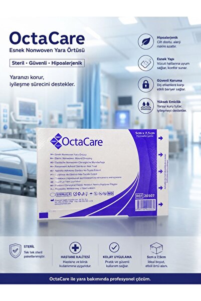 Octacare Hipoalerjenik Esnek Steril Nonwoven Yara Örtüsü 5cm x 7,5cm 10 Adet