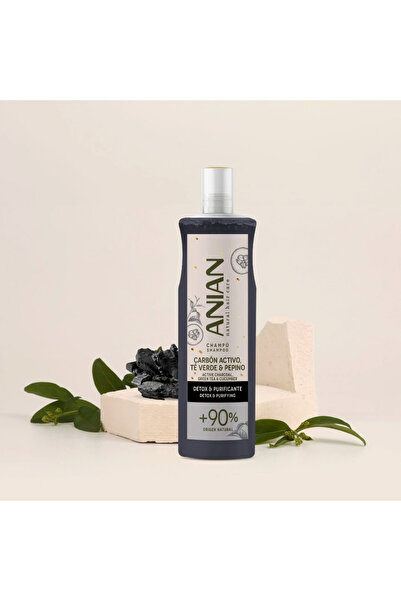 ANİAN Șampon cu Cărbune Activ, Ceai Verde și Castravete, 400 ml