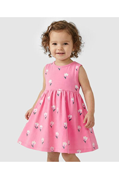 Bonfino 100% Cotton Floral Printed Dress with Bloomers - Pink