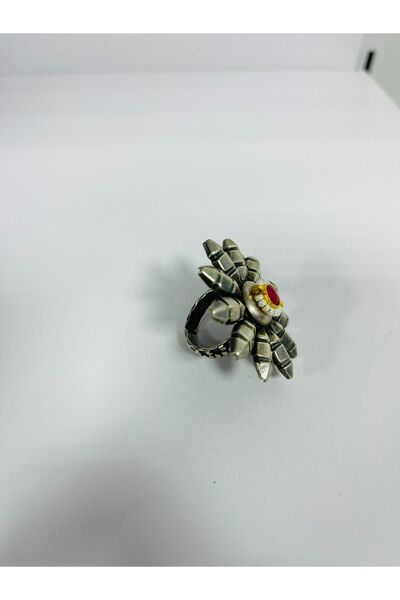 NirVee Handcrafted Oxidized Ring Ethnic Indian Flower Statement Jewelry