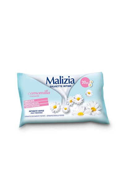 Malizia Chamomile Intimate Wipes, pH Balanced, Dermatologically Tested, 20 pcs