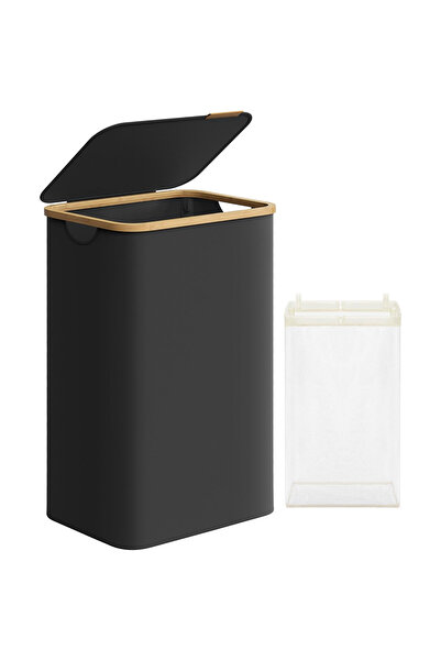 SONGMICS Foldable Laundry Basket with Lid and Removable Bag, 90 L, 42x32x70.5...
