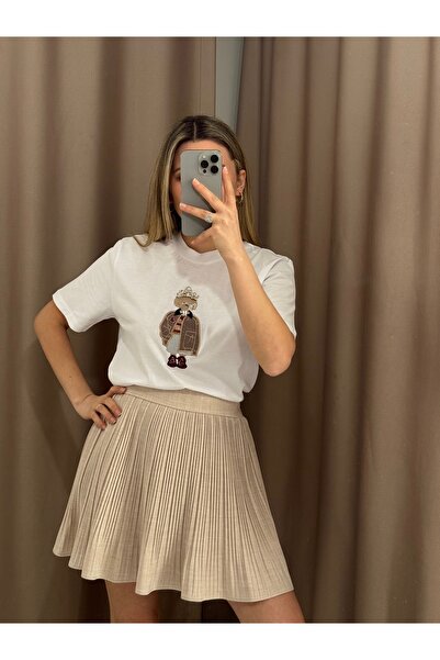 AlisBoutique Kristal Taçlı Teddy Nakışlı Tshırt