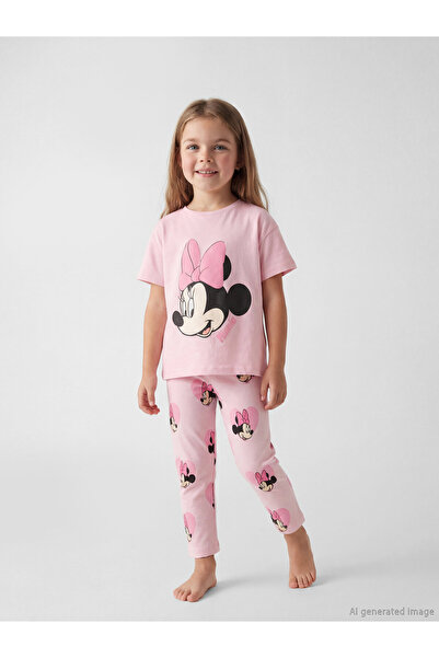 LC Waikiki Tricou și colanți pentru fete cu imprimeu Minnie Mouse