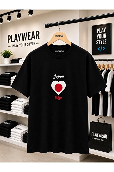 playwear Τόκιο Ιαπωνία Μπλουζάκι με στάμπα στο στήθος, 100% βαμβάκι, υπερμεγέ...