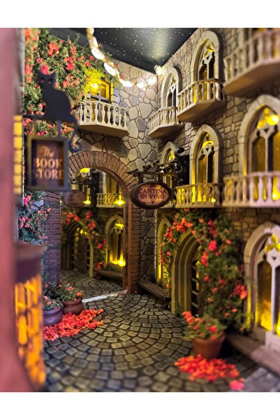 White Rabbit Art Works İtalyan Sokak Temalı Book Nook Kitap Tutucu El Yapımı ...