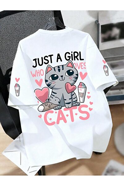 EVIus Tricou pentru fete, din bumbac pieptănat, cu imprimeu „Just a Girl Who ...