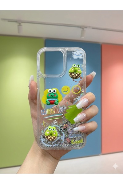 sanalikaksesuar iPhone 16 Pro Max Compatible Water Glitter Toys Case Phone Case