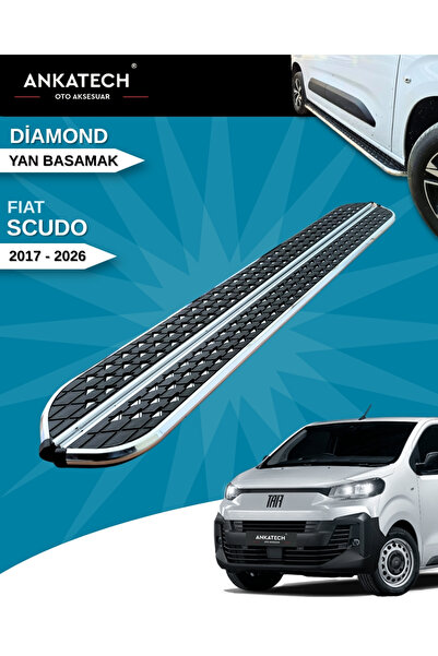 ANKATECH FIAT SCUDO KISA ŞASİ (L1) 2017-2026 KROM DIAMOND YAN BASAMAK 215 CM ...