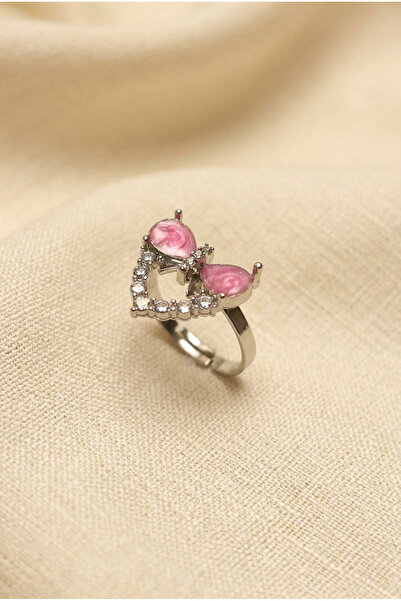 Velcari Special Design Adjustable Geometric Women's Ring with Heart Figure