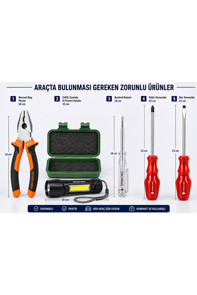 Toptancı Amca Zorunlu trafik seti tornavida pense trafik feneri zoomlu kontro...