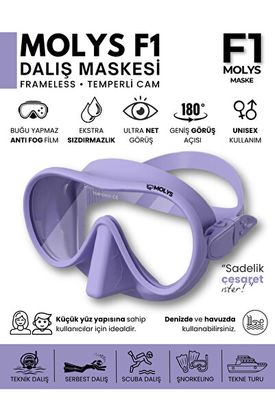 MOLYS F1 PRO DALIŞ MASKESİ + ANTI FOG (BUĞU ÖNLEYİCİ FİLM) PASTEL LİLA