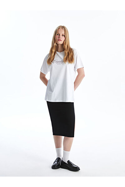 LC Waikiki Women's Crepe Skirt with Elastic Waist