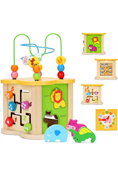 Junios Cub Educativ din Lemn cu 6 Activitati