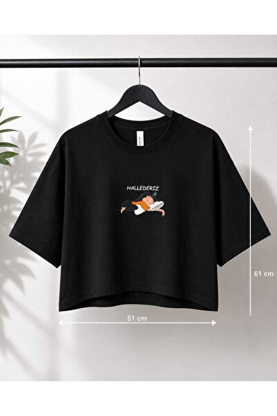 GHAND Kadın Premium Boxy Fit Crop Basic Oversize Tişört