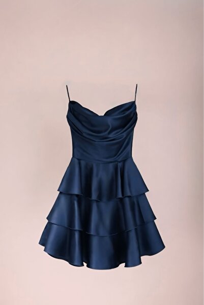 Suvee Collection Saten fırfırlı elbise