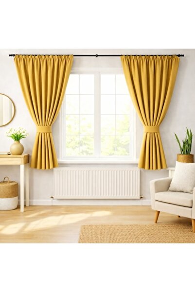 magazincovoare.ro Set of 2 Mustard Curtains, Carpet Store, Premium Blackout V...